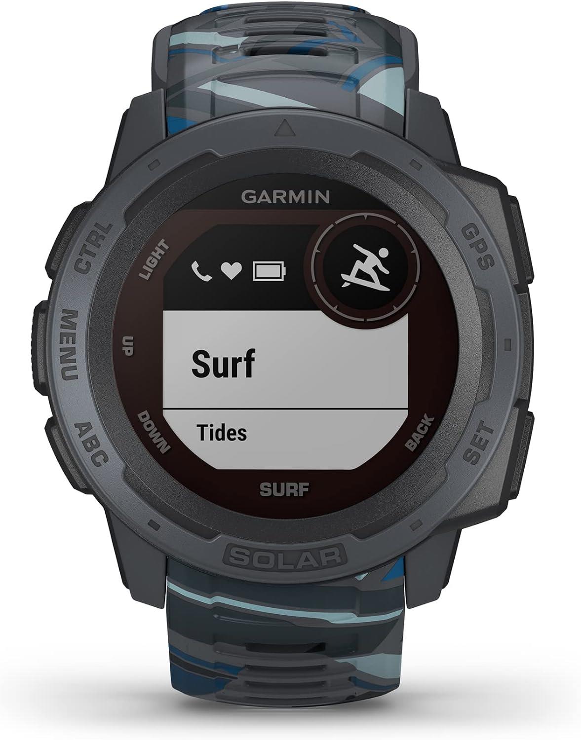 Garmin Instinct Solar Surf Edition GPS Watch Heart Rate Monitor Pipeline