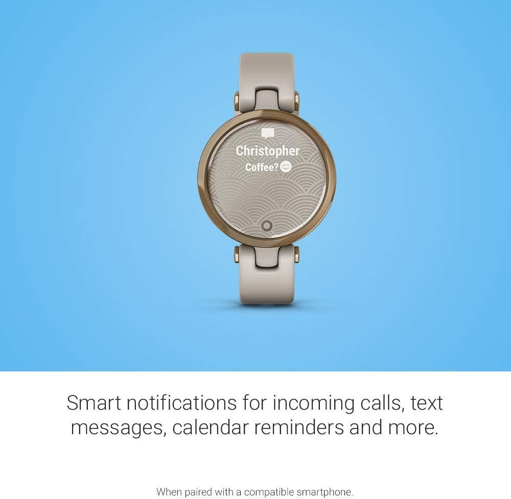 Garmin Lily Smartwatch Fitness Tracker GPS Sport Edition Rose Gold Bezel Cream Gold White