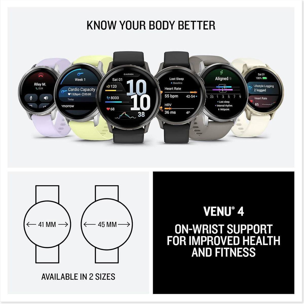 Garmin Venu 4 Premium GPS Sports Watch AMOLED Flashlight 45mm - Citron SIlver