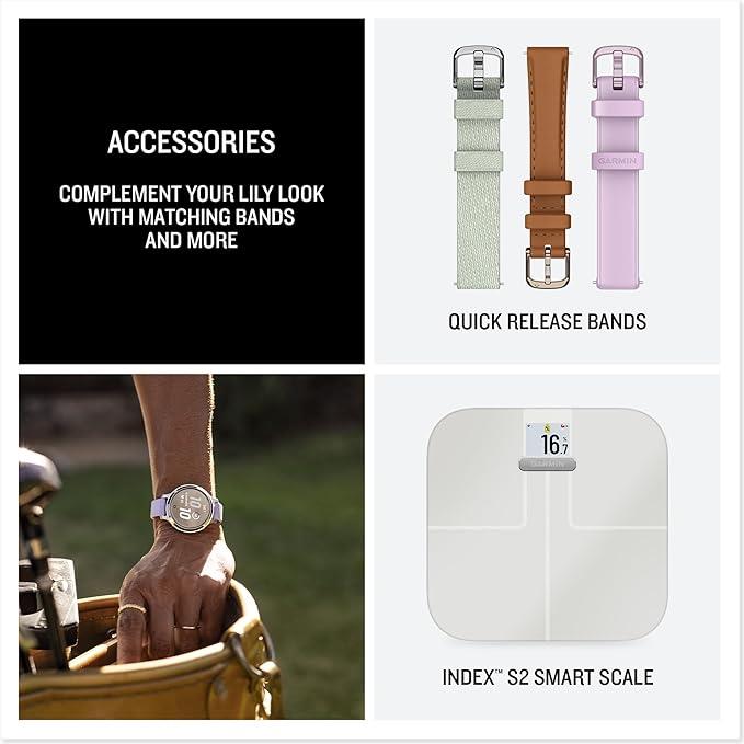 Garmin Lily 2 Active Smartwatch GPS Watch Jasmine Purple Activity Monitor - Silver