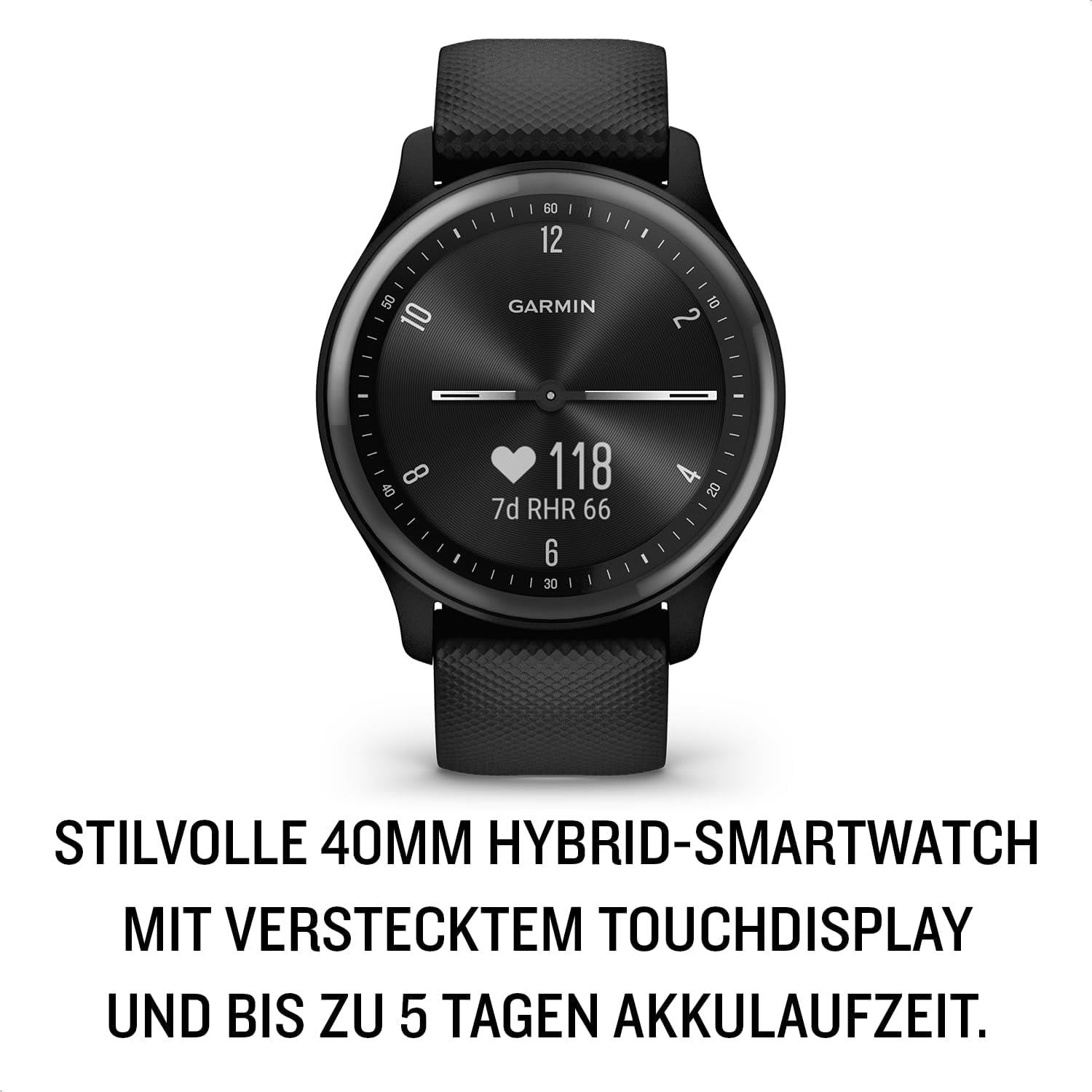 Garmin Vivomove Sport GPS Watch Activity Monitor Sport Tracking Black Newly Overhauled