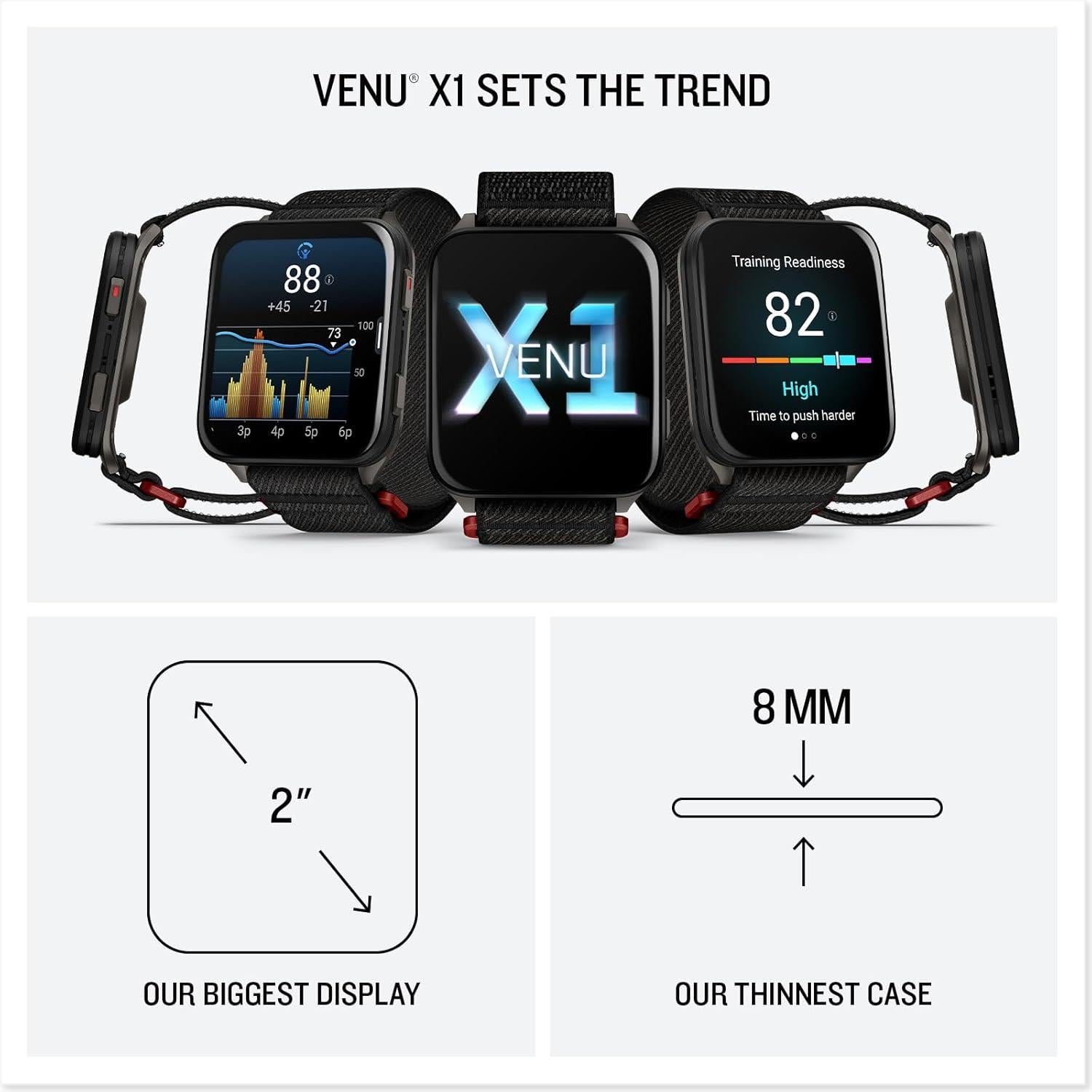 Garmin Venu X1 Premium GPS Sports Watch Titanium with Voice Calling 41mm - Black