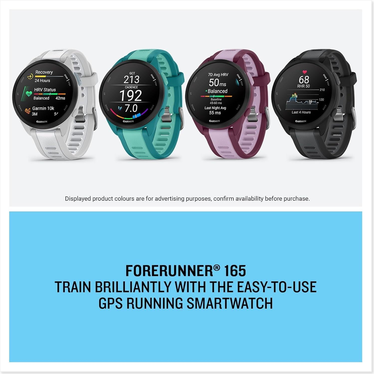 Garmin Forerunner 165 GPS Sports Watch Heart Rate Monitor Black - Newly Overhauled