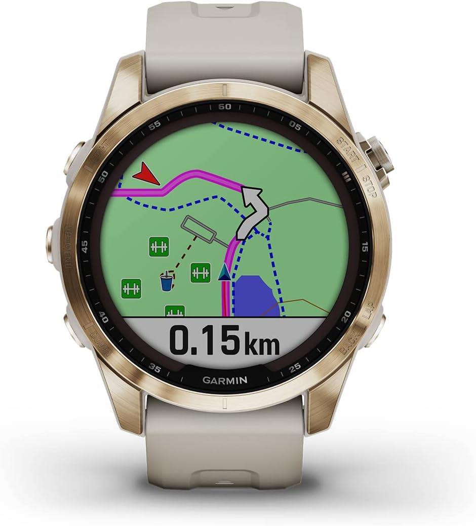 Garmin Fenix 7s Sapphire Solar Titanium GPS Watch Heart Rate Monitor - Cream Gold