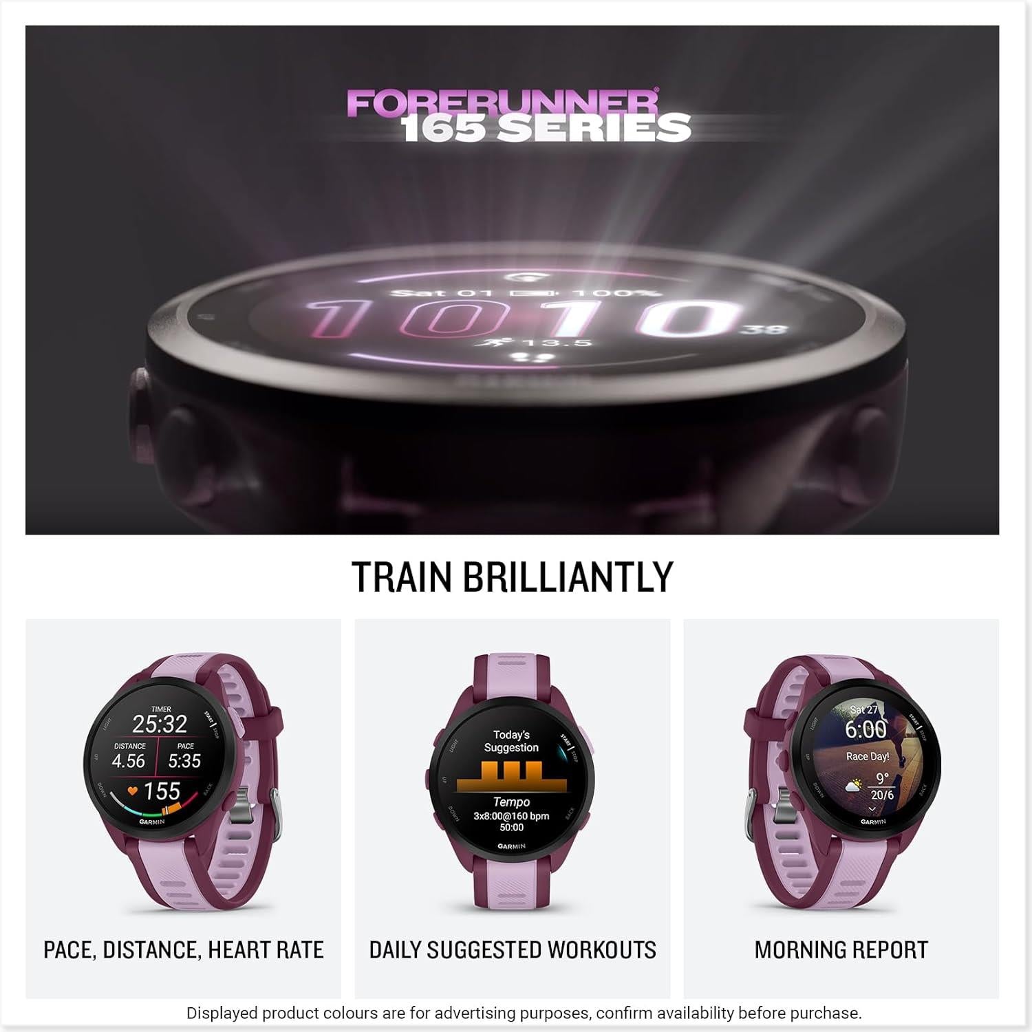 Garmin Forerunner 165 GPS Sports Watch Heart Rate Monitor Black - Newly Overhauled