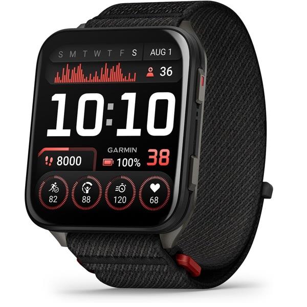 Garmin Venu X1 Smartwatch with a black band on a white background