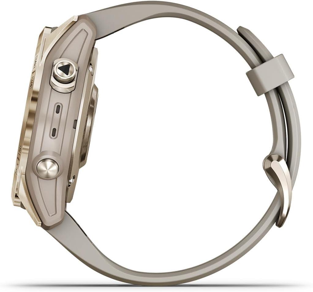 Garmin Fenix 7s Sapphire Solar Titanium GPS Watch Heart Rate Monitor - Cream Gold