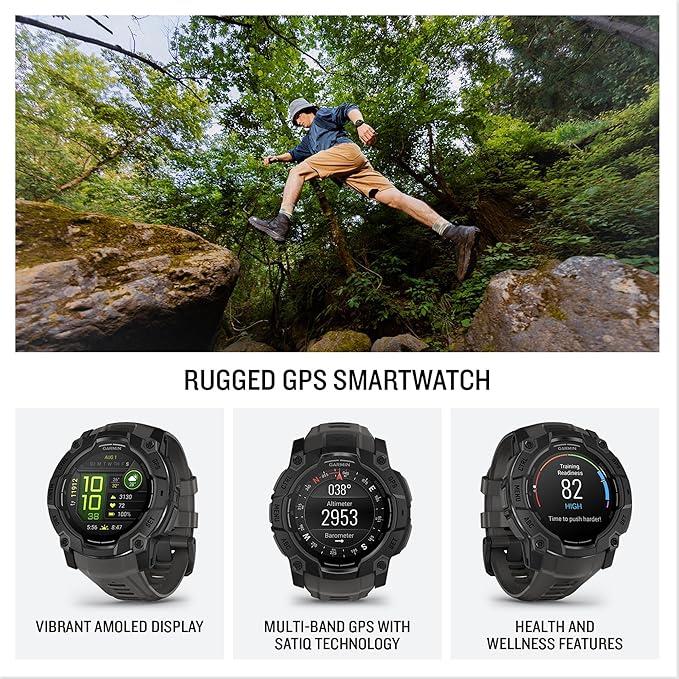 Garmin Instinct 3 Rugged GPS Sports Watch AMOLED Screen 45mm - Black