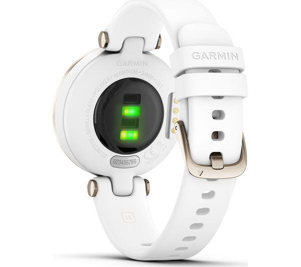 Garmin Lily Smartwatch Fitness Tracker GPS Sport Edition Rose Gold Bezel Cream Gold White