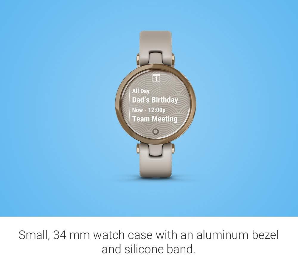 Garmin Lily Smartwatch Fitness Tracker GPS Sport Edition Rose Gold Bezel Cream Gold White
