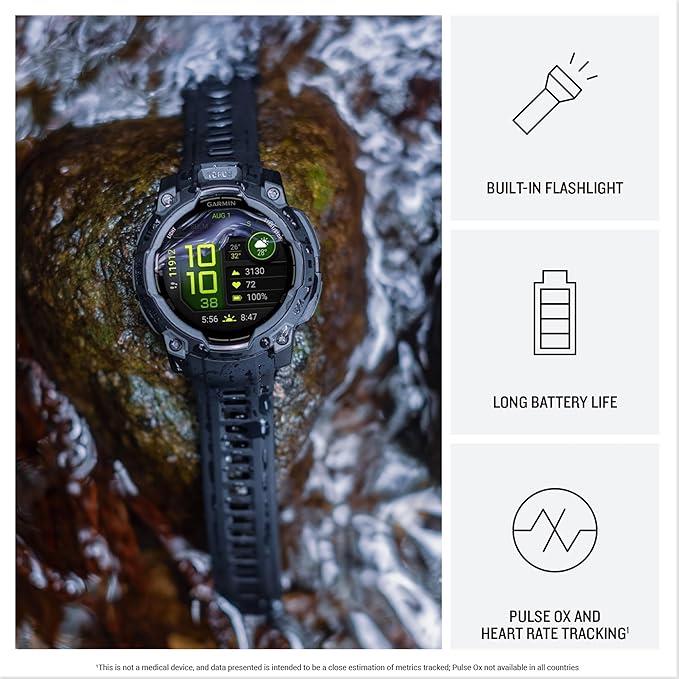 Garmin Instinct 3 Rugged GPS Sports Watch AMOLED Screen 45mm - Black