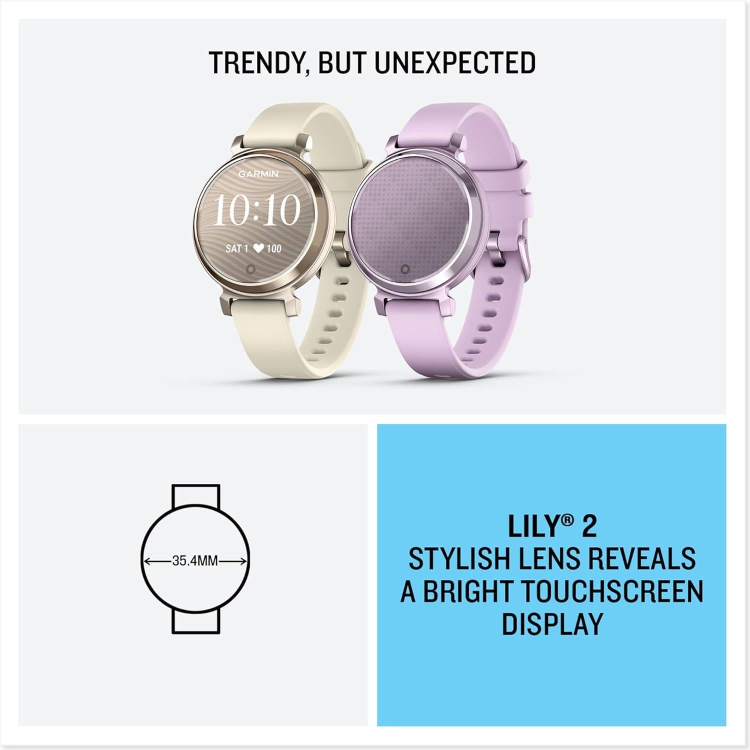 Garmin Lily 2 Active Smartwatch GPS Watch Lunar Gold Activity Monitor - Newly Overhauled