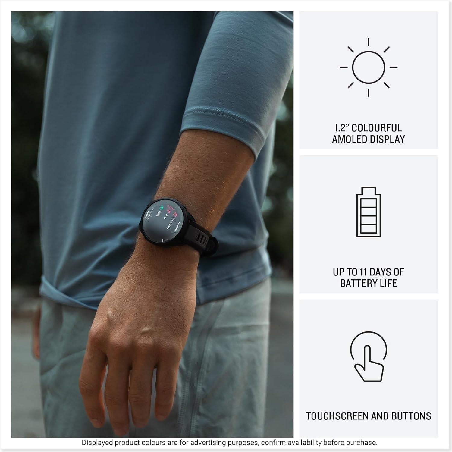 Garmin Forerunner 165 Music Running Smartwatch GPS Heart Rate - Mist Grey Whitestone