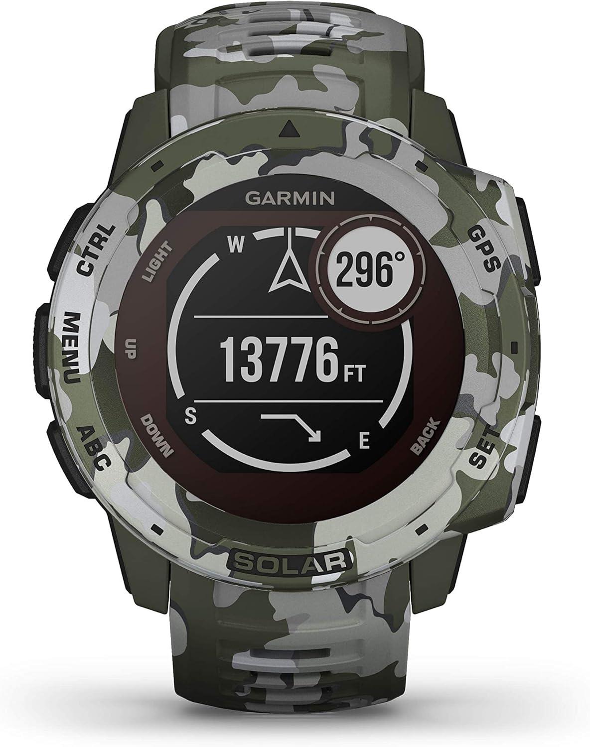 Garmin Instinct Solar Sports Watch Rugged GPS Sport Watch - Camo Edition Lichen