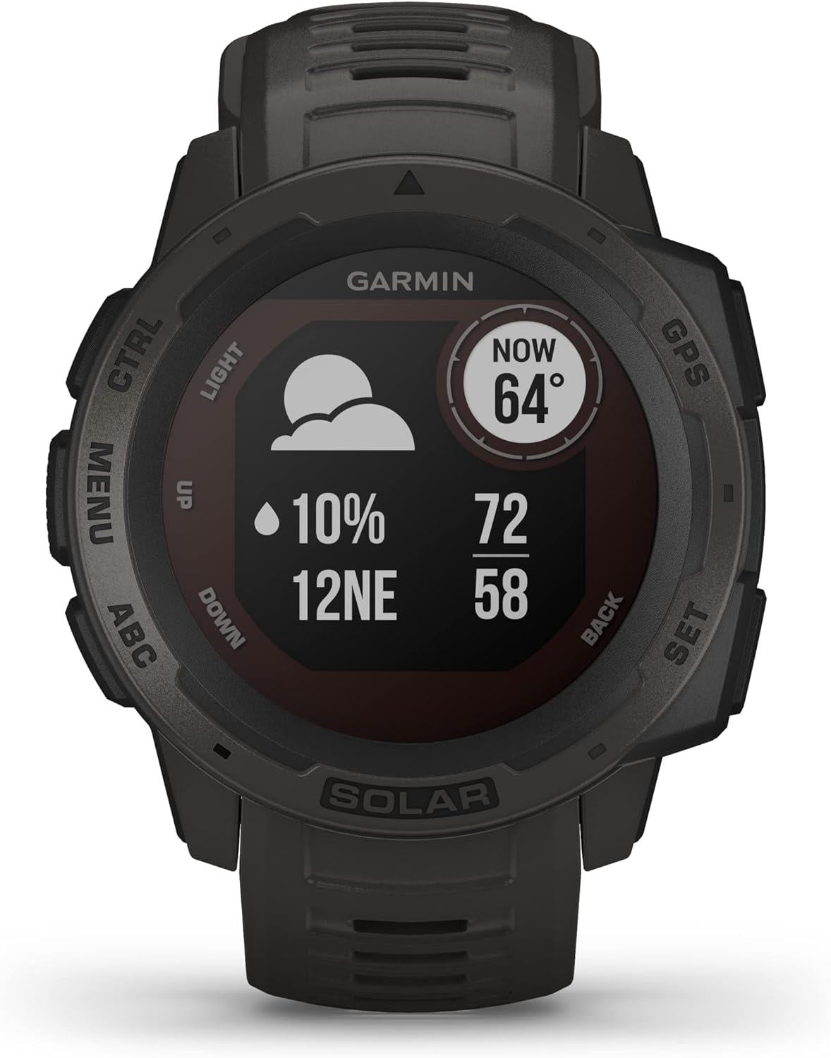 Garmin Instinct Solar Rugged Outdoor GPS Smartwatch Heart Rate Monitor Graphite