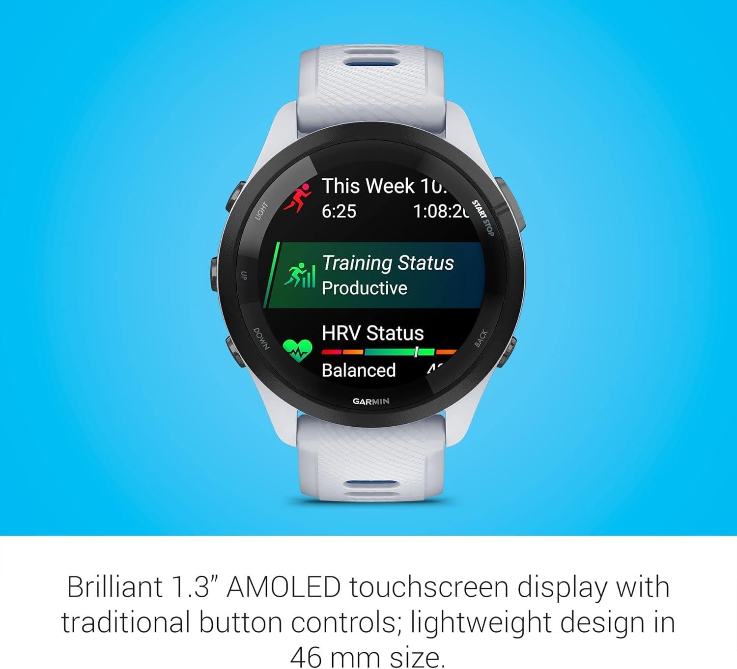 Garmin Forerunner 265 Music Running Smartwatch Heart Rate Monitor - Whitestone
