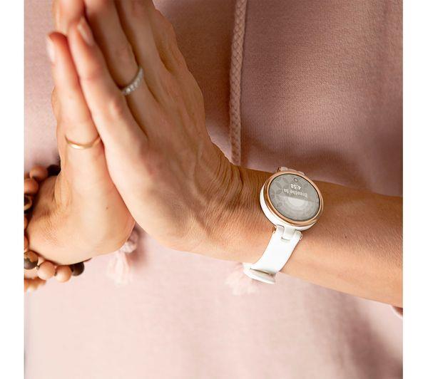 Garmin Lily Smartwatch Fitness Tracker GPS Sport Edition Rose Gold Bezel Cream Gold White
