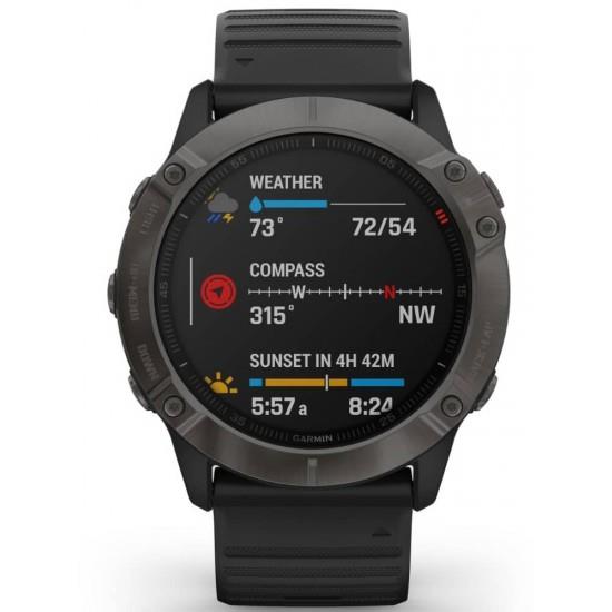 Garmin Fenix 6X Pro Sapphire Carbon Grey DLC Music Watch - Newly Overhauled
