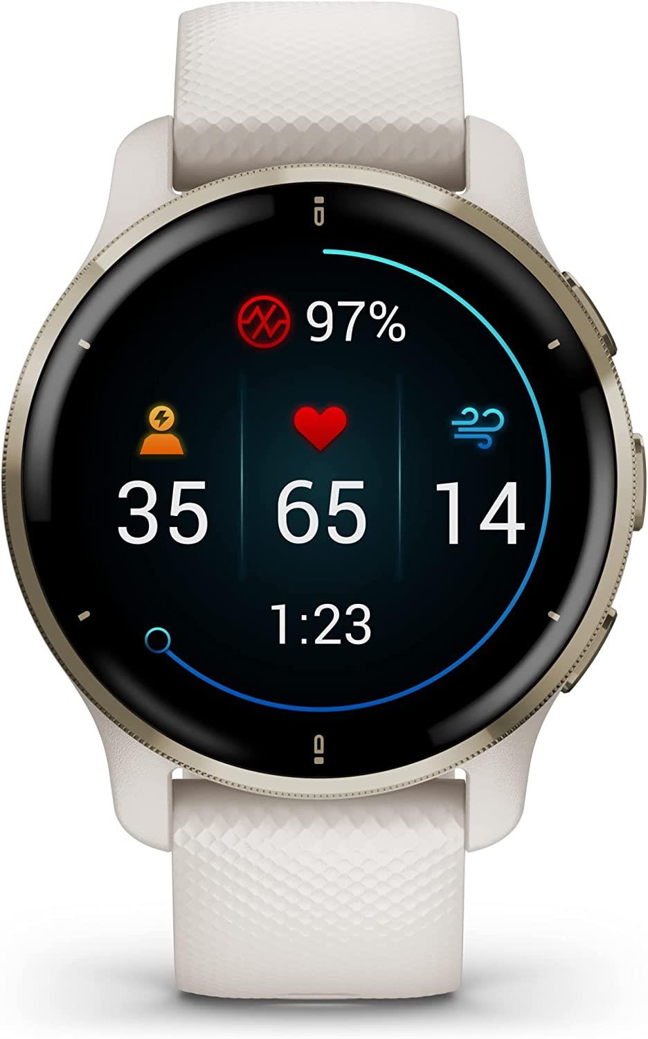 Garmin Venu 2 Plus GPS Smart Watch Heart Rate Monitor - Ivory Gold Newly Overhauled