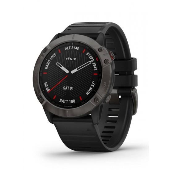 Garmin Fenix 6X Pro Sapphire Carbon Grey DLC Music Watch - Newly Overhauled