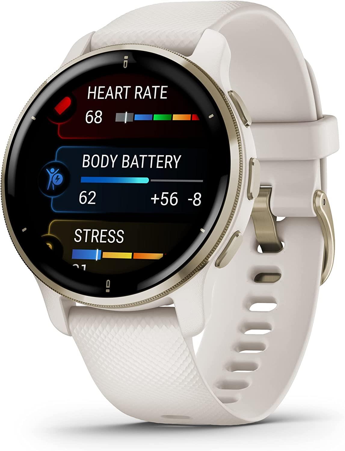 Garmin Venu 2 Plus GPS Smart Watch Heart Rate Monitor - Ivory Gold Newly Overhauled
