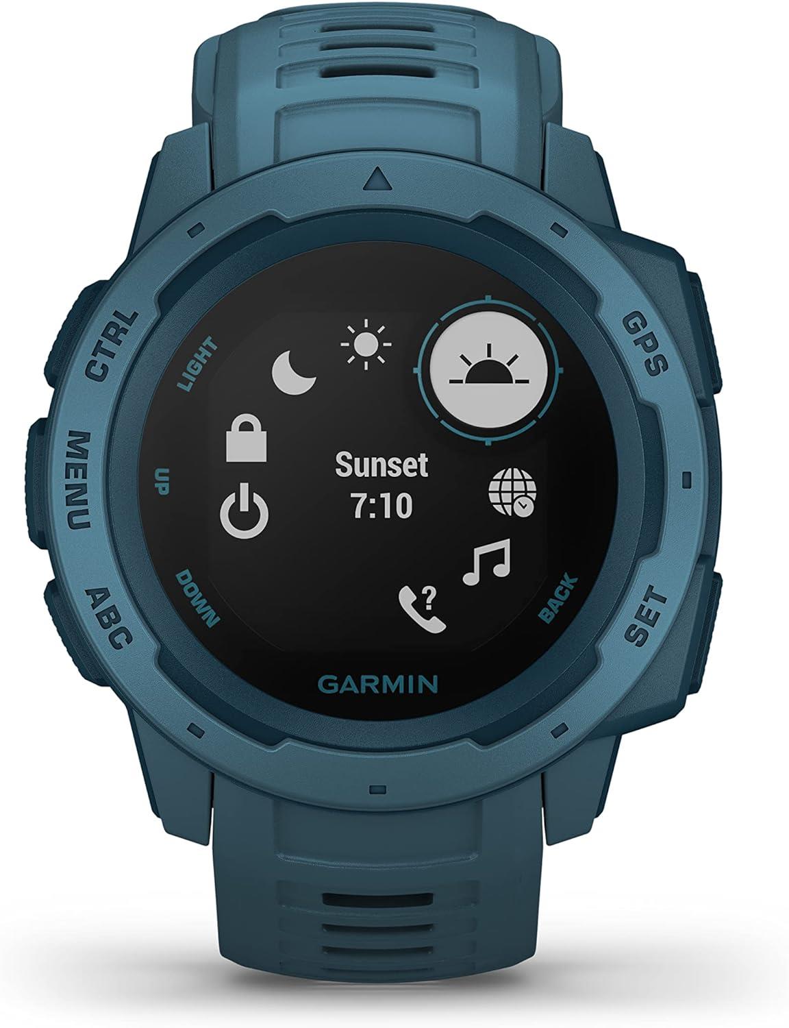 Garmin Instinct HRM Waterproof GPS Multisport Smart Watch - Blue Newly Overhauled