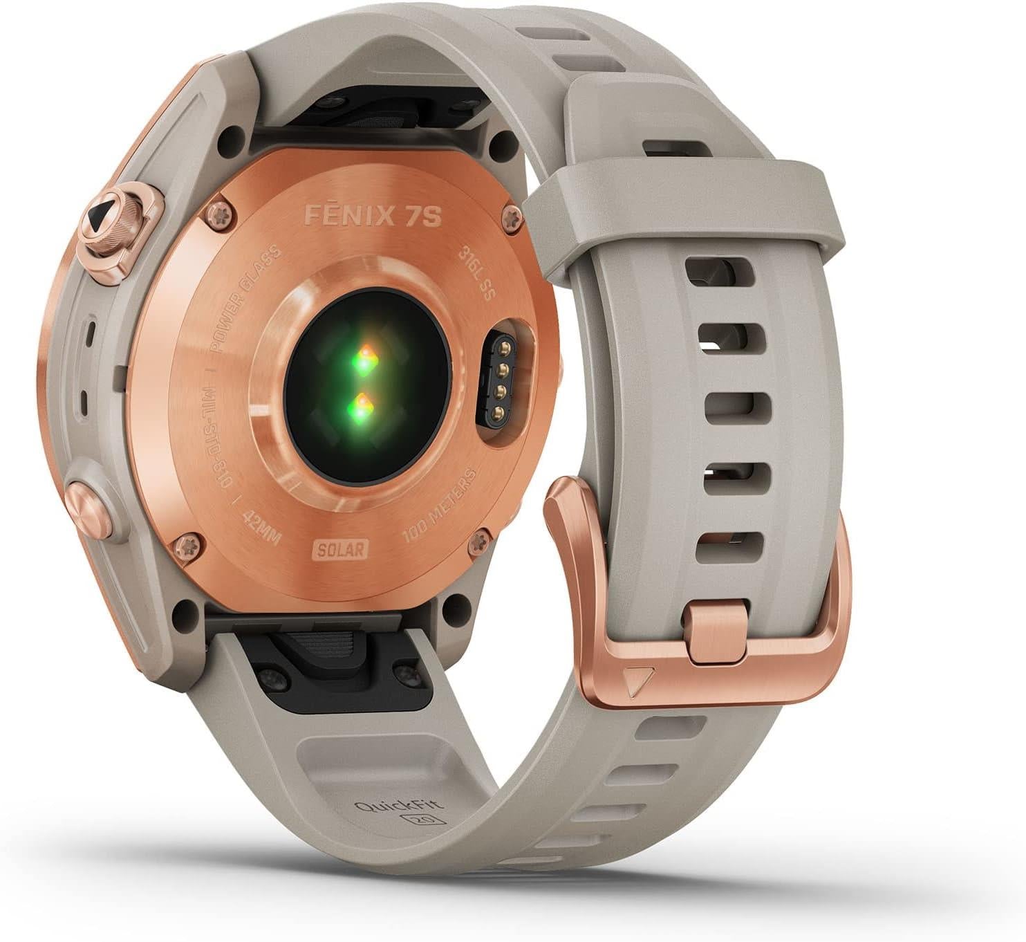 Garmin Fenix 7s Solar Multisport GPS Watch Heart Rate Monitor - Rose Gold