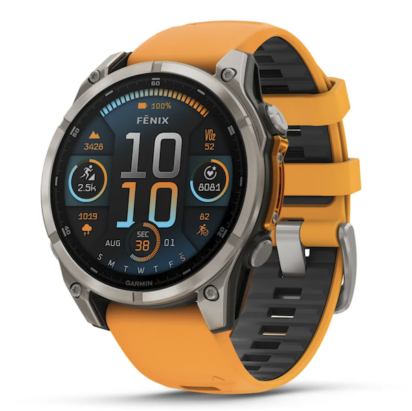 Garmin Fenix 8 Premium AMOLED Sapphire Titanium Running Watch 47mm - Spark Orange