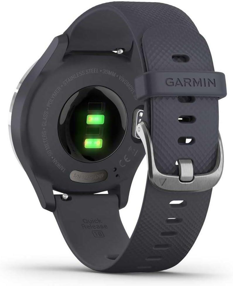 Garmin Vivomove 3S Smart GPS Watch Activity Tracker Silver Granite Blue Newly Overhauled