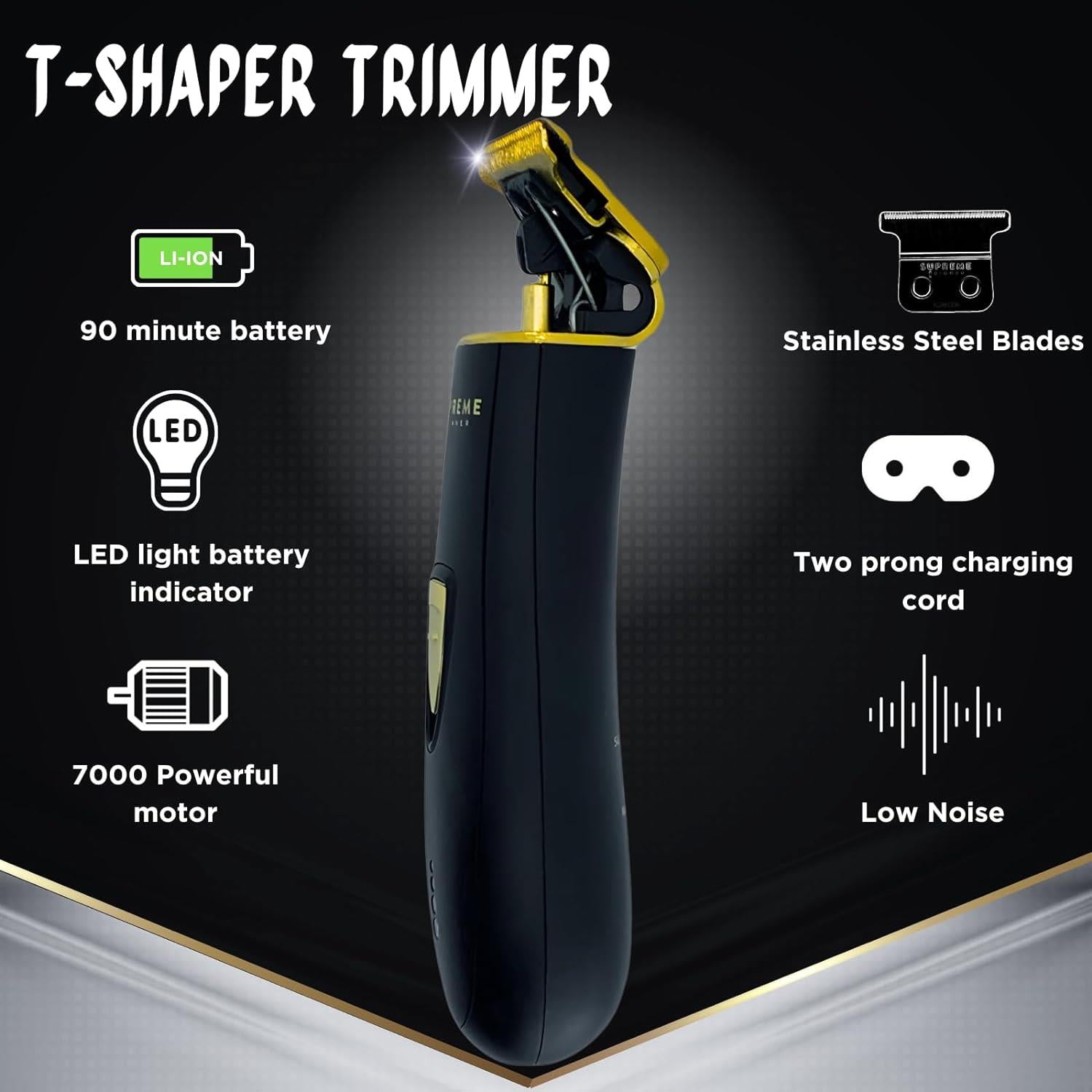 Supreme Trimmer Hair Trimmer Beard Trimmer Cordless Shaver ST5220 - Black