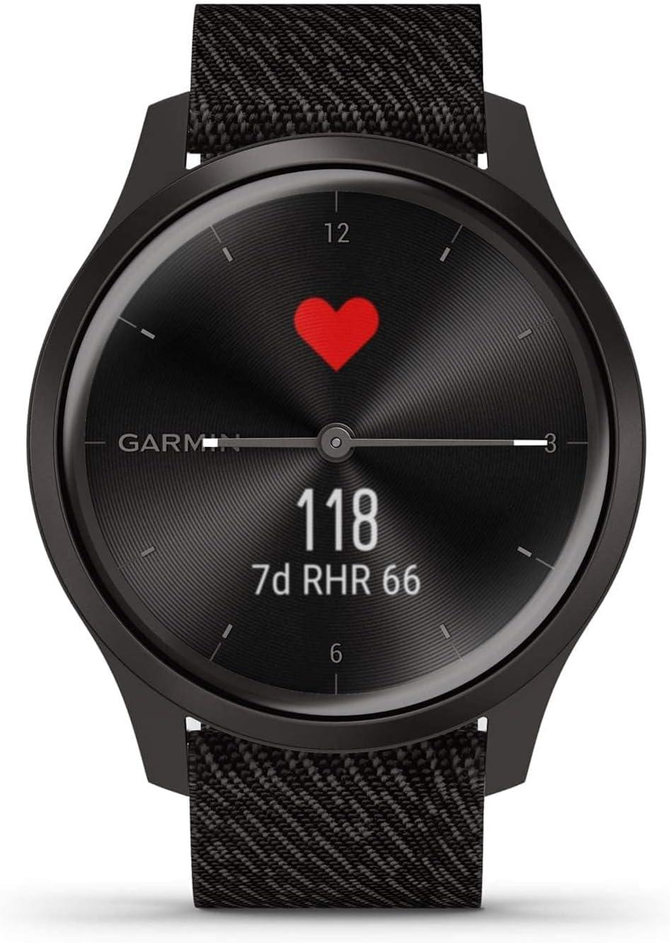 Garmin Vivomove Style Sports GPS Watch Nylon Black Pepper Graphite Newly Overhauled