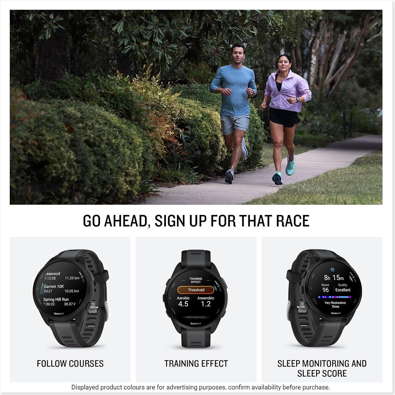 Garmin Forerunner 165 Running Smartwatch GPS Heart Rate - Mist Grey Whitestone