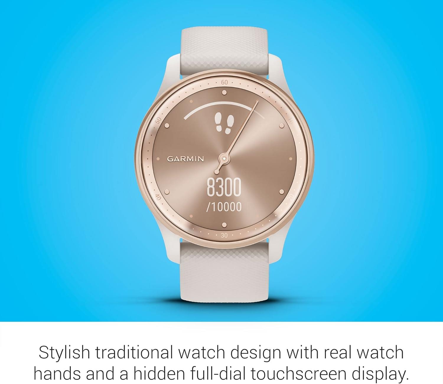 Garmin Vivomove Trend Stylish Activity Monitor Sports Watch White Cream