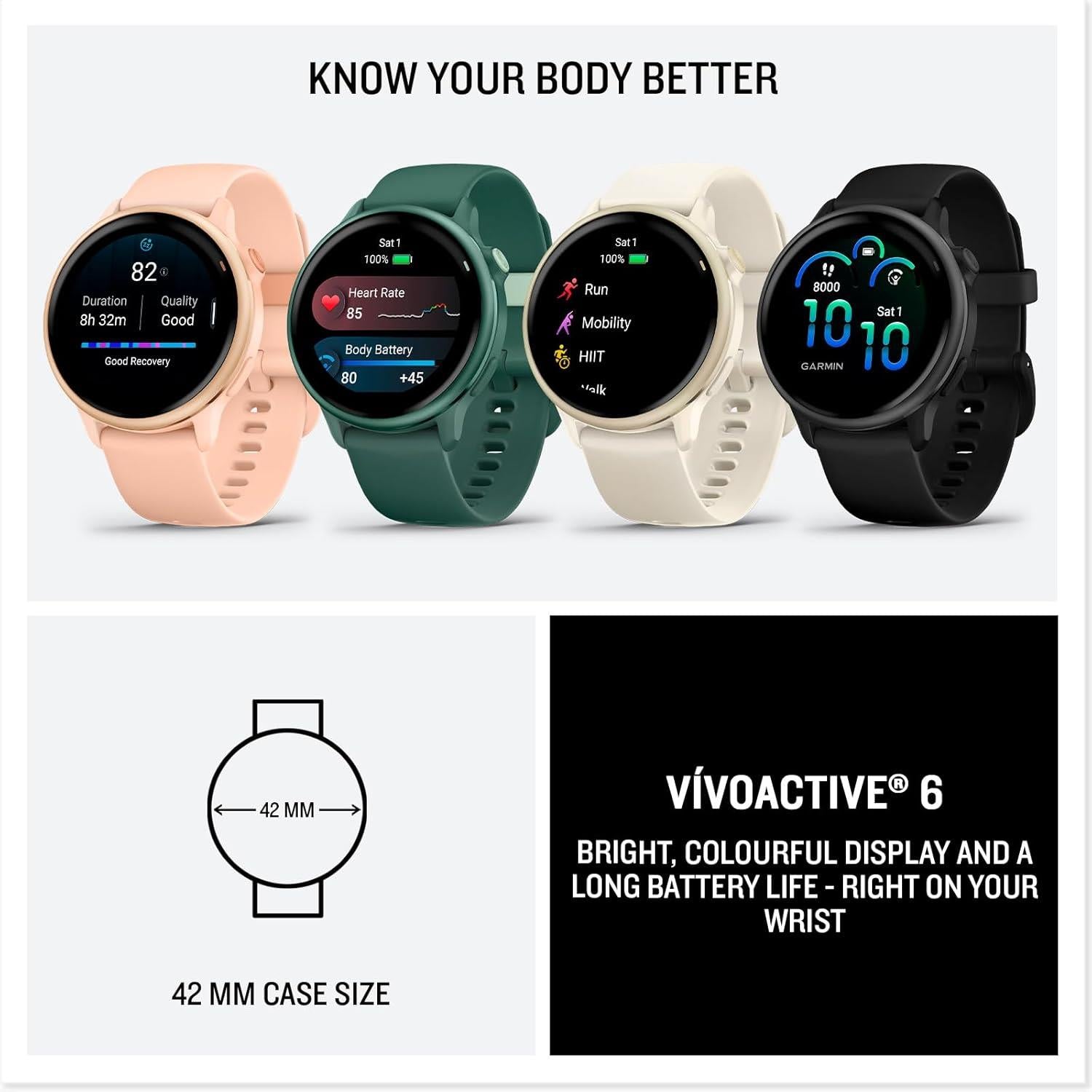 Garmin Vivoactive 6 GPS Smart Watch Sports Activity Monitor Bone Lunar Gold