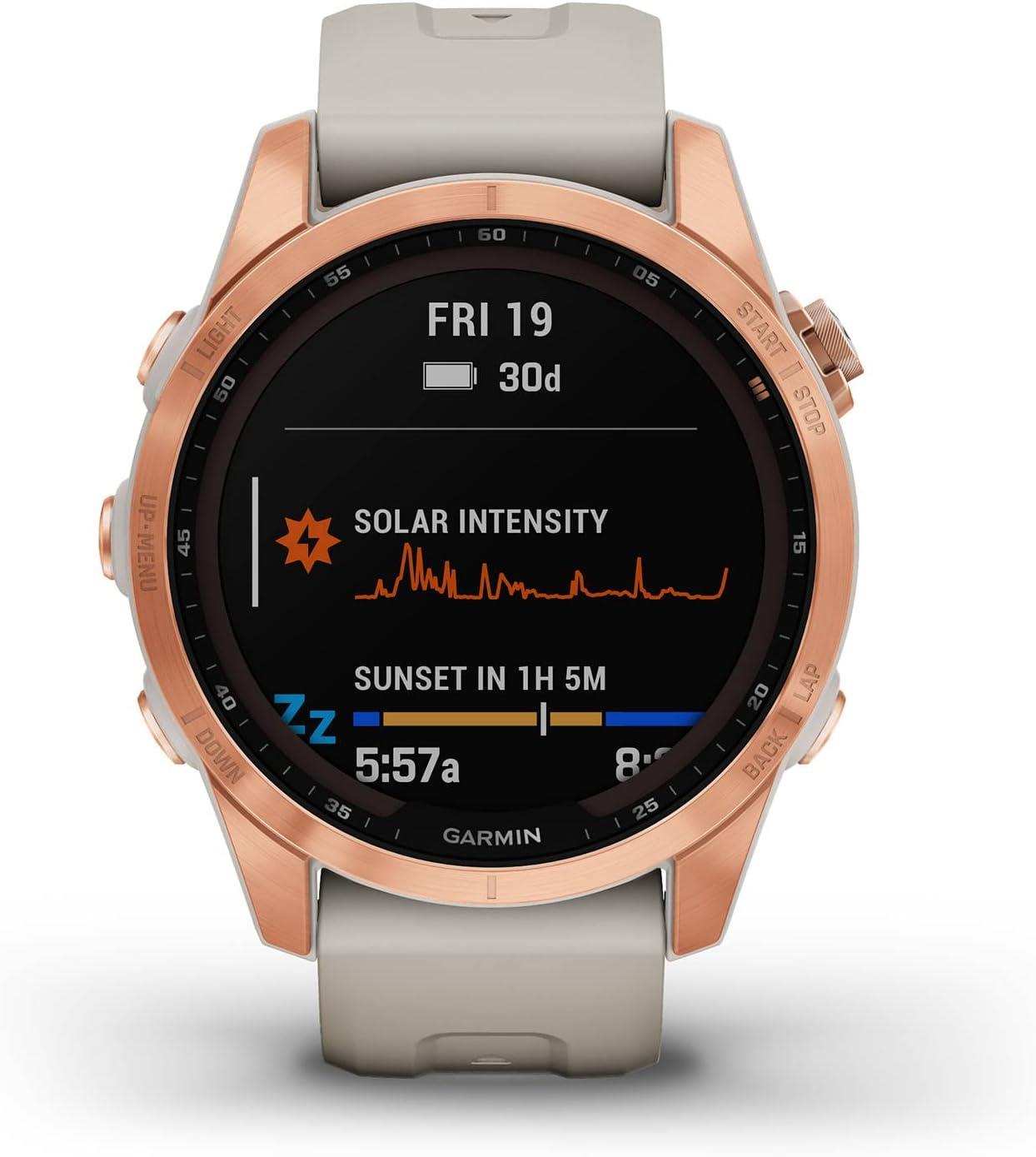Garmin Fenix 7s Solar Multisport GPS Watch Heart Rate Monitor - Rose Gold