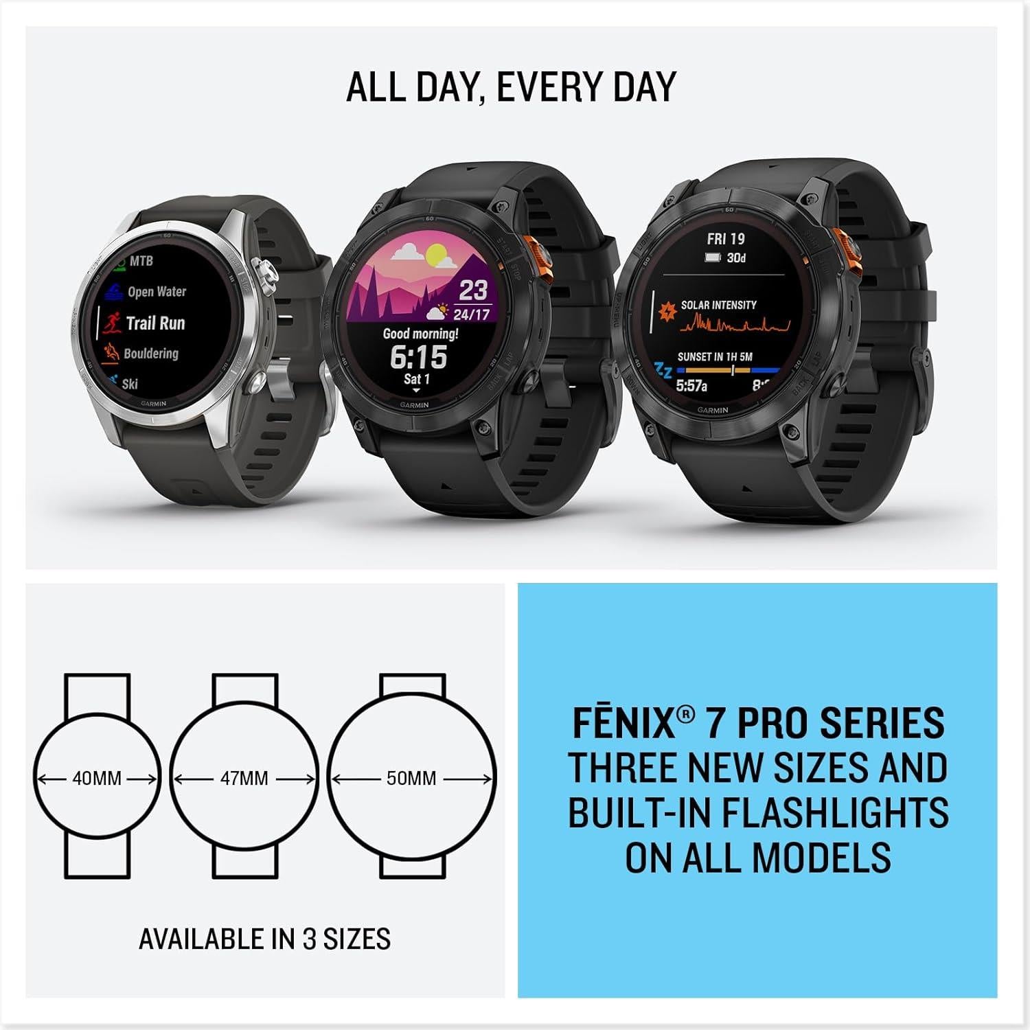 Garmin Fenix 7 Pro Solar Multisport GPS Watch 47mm Large - Slate Black