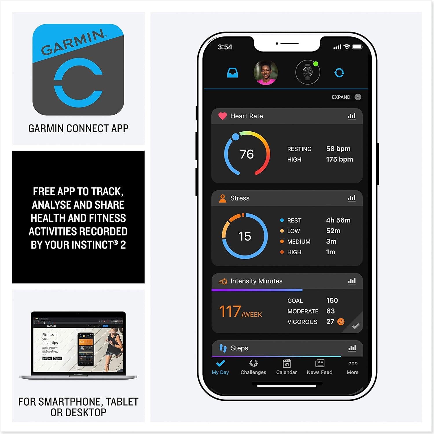 Garmin Instinct 2 Surf Edition Rugged GPS Smartwatch Heart Rate - Mavericks