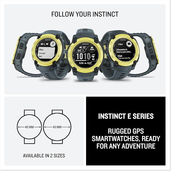 Garmin Instinct E Rugged GPS Heart Rate Monitor Smartwatch Black - 40mm