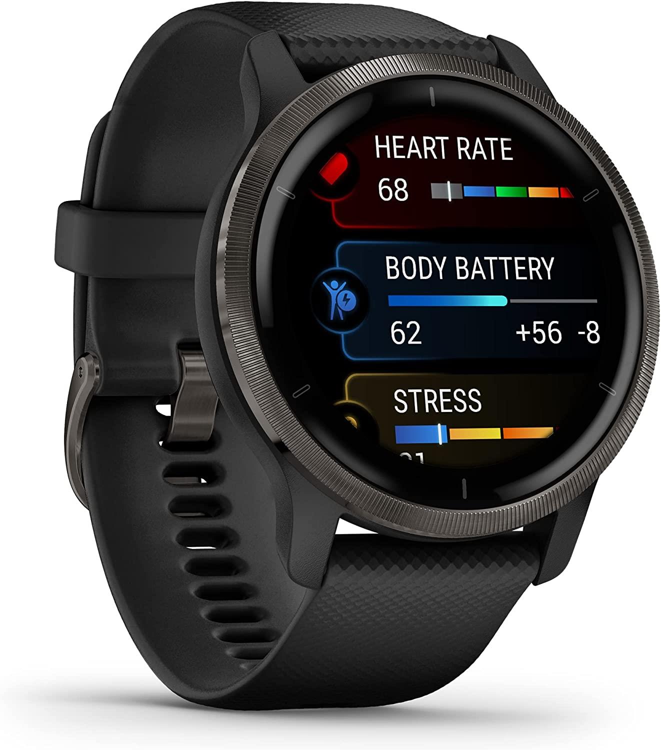 Garmin Venu 2 Smartwatch Heart Rate Monitor GPS Activity Watch - Black Slate