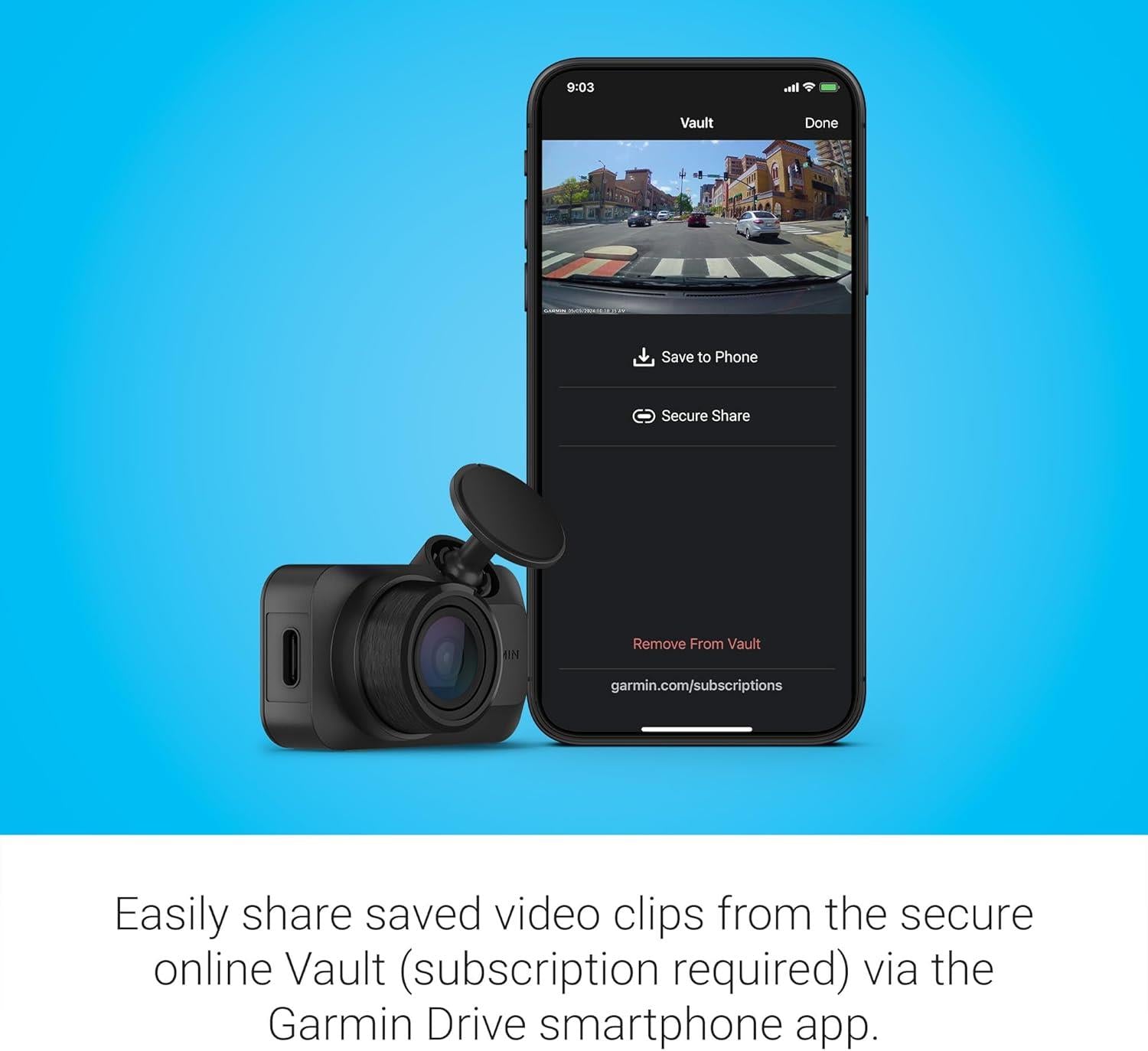 Garmin Dash Cam Mini 3 Ultracompact 1080p HD Dash Camera 140 Degree View