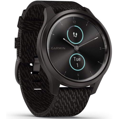 Garmin Vivomove Style Sports GPS Watch Nylon Black Pepper Graphite Newly Overhauled