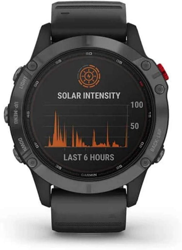 Garmin Fenix 6 Pro Solar Heart Rate Monitor GPS Sports Watch Black with Slate Band