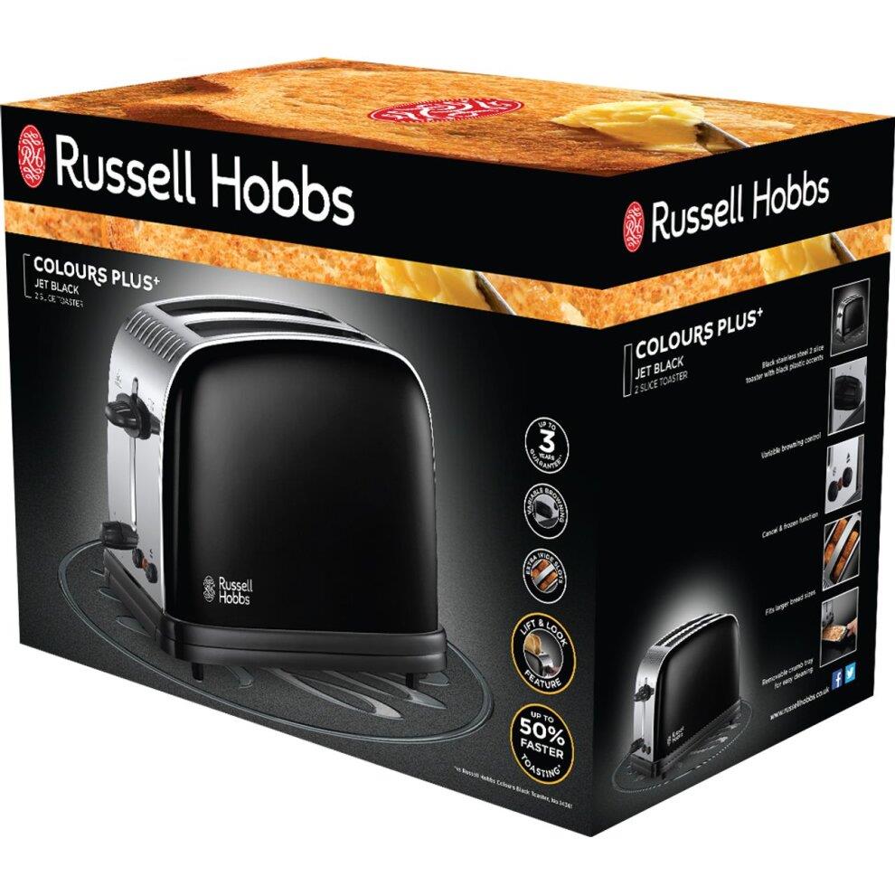 Russell Hobbs 2 Slice Toaster Electric Toaster Colours Plus Black - 23331