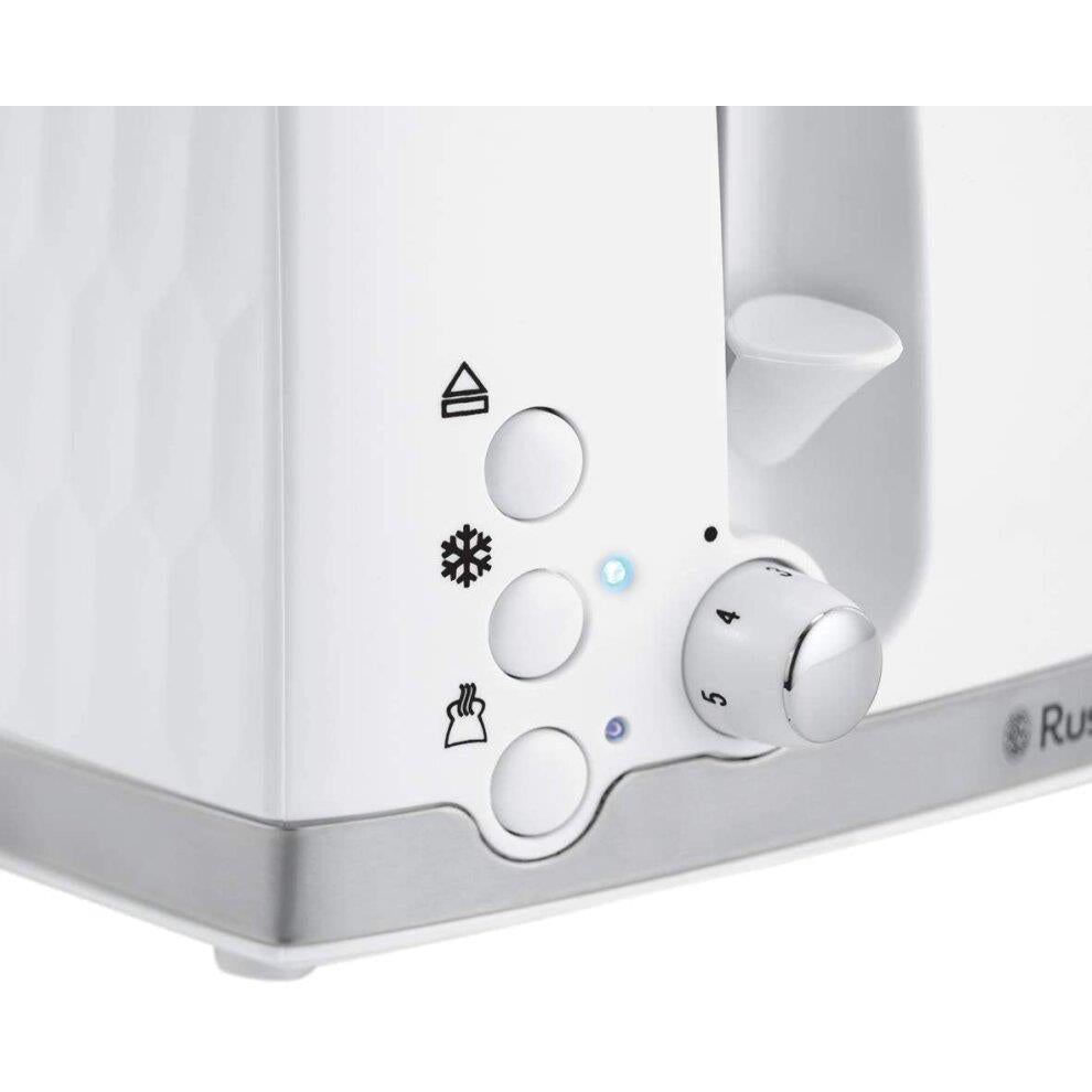 Russell Hobbs Honeycomb 4 Slice Toaster Extra Wide Slots High Lift White - 26070