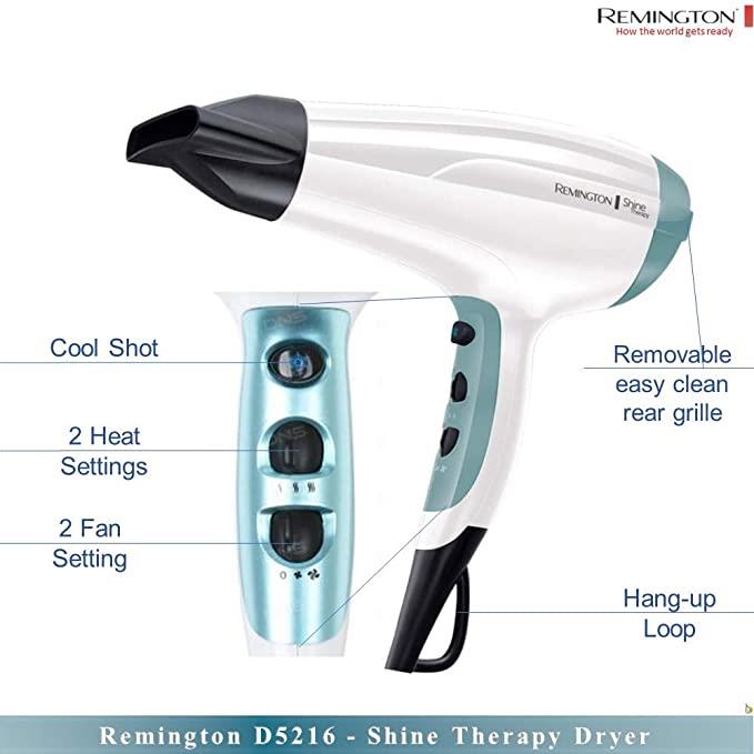 Remington Hair Dryer Shine Therapy 2300W 3 Heat Settings & Cool Shot - D5216