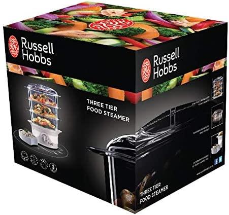 Russell Hobbs 3 Tier Food Steamer 800 W 9 Litre with Drip Tray - 21140