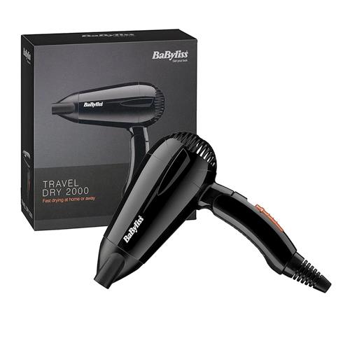 BaByliss Folding Compact Lightweight 2000W Travel Hair Dryer Black - 5344U