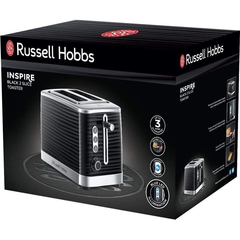 Russell Hobbs Inspire 2 Slice Toaster High Gloss Plastic Two Slice Toaster Black - 24371