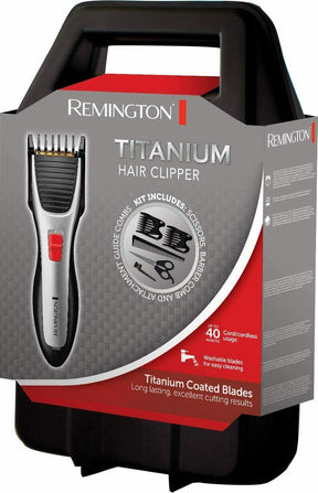 Remington Hair Clippers Titanium Cordless Clipper for Men Beard Stubble Trimmer - HC340