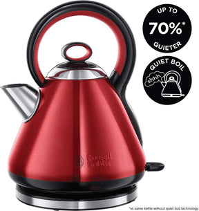 Russell Hobbs Legacy Electric Kettle Quiet Boil 3000 W 1.7 Litre Red - 21885